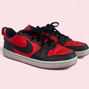 Nike Court Borough Low Recraft Black Red Sneakers Size 4Y